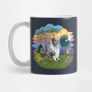Blue Merle Collie Romps in the Country Mug